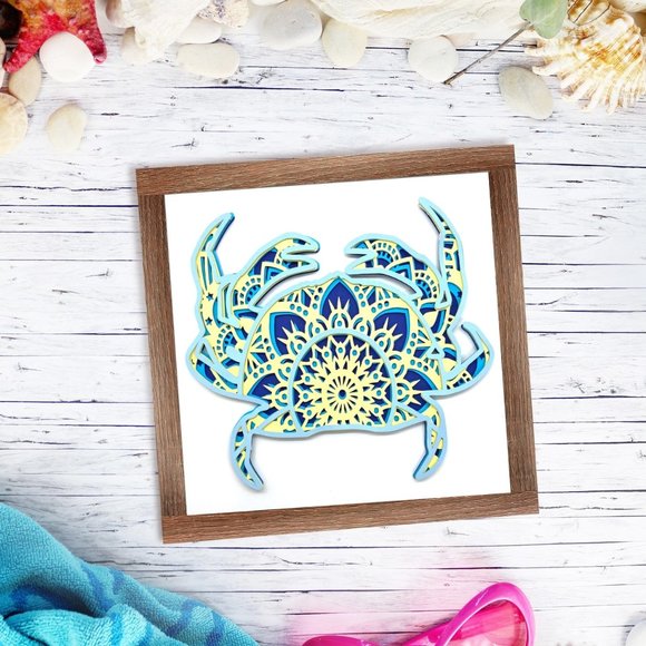 Stunning 3D Layered Crab Mandala Décor: Handcrafted with Meticulous Detail - Picture 1 of 2